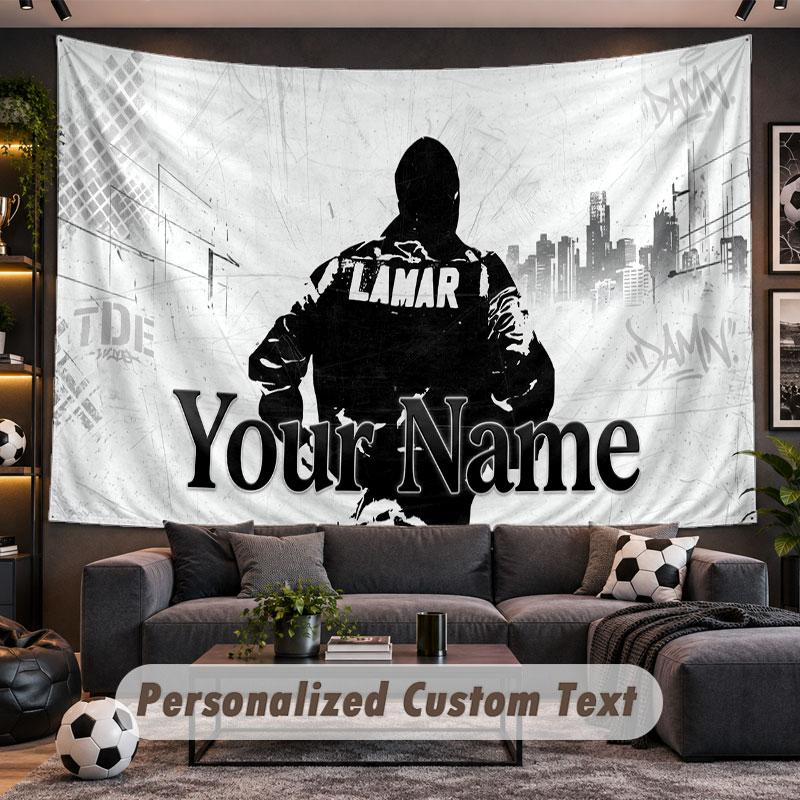 Wall Hanging Tapestry Custom NameKendrick Lamar Pattern Personalized Printed Fabric Wall Decor