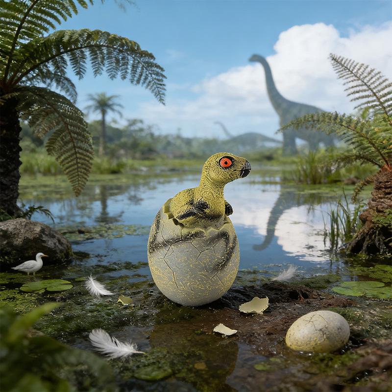 Large Soft Rubber Dinosaur Egg Model: T-Rex, Triceratops, Velociraptor & Pterodactyl Sounding Ornament Toy