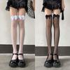 Long Tube Black Stockings Sexy Summer Thin White Knee High Thigh Black Half Pure Lace Mesh Socks Sy