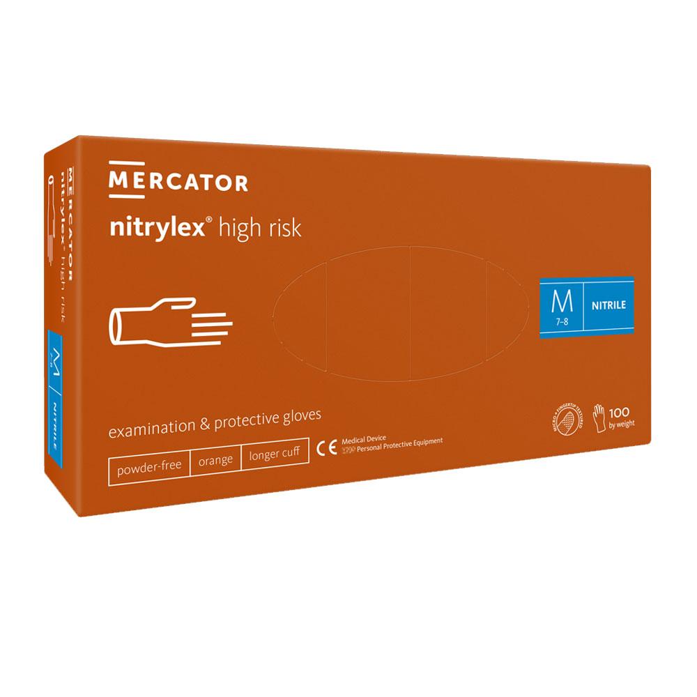 Mercator Nitrylex High Risk Nitrile Gloves Orange 100 Pcs