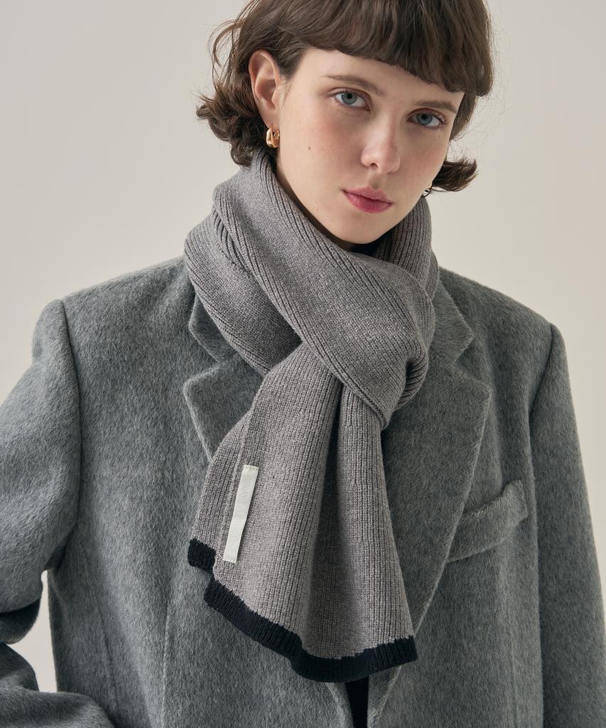 Deuloupisumeon Line Flare Ribbed Knit Scarf [Endless Blue]