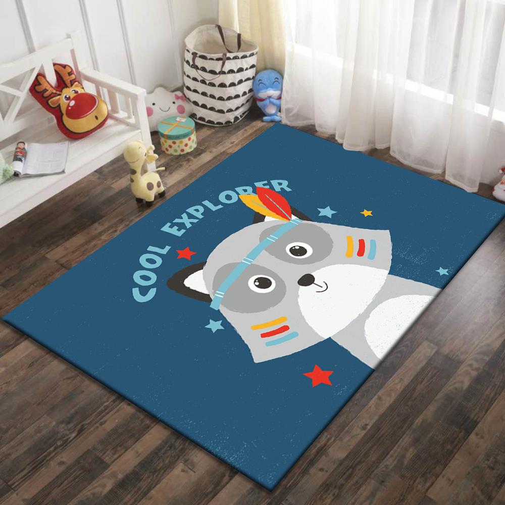 Cartoon Football Carpet Living Room Area Rug Kids Play Mat Aircraft Soccer Dinosaur Boys Bedroom Rug Crystal Velvet Doormat