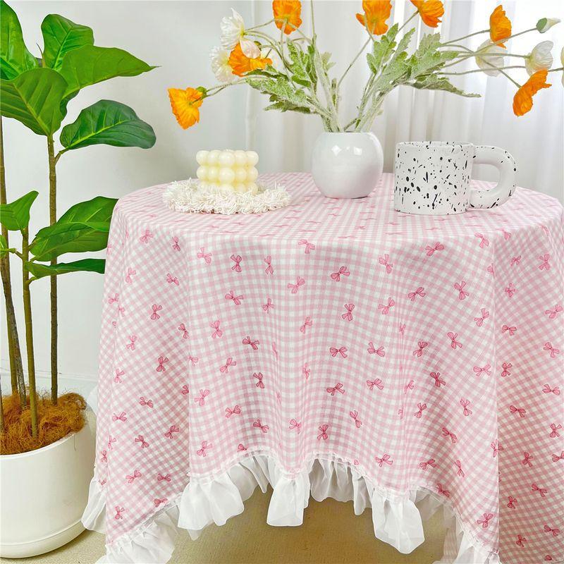 

Милая молодежная ткань для стола с сердечками, ткань инс, маленькие свежие банты, розовая скатерть, корейский стиль, оборка, накидка Small powder Bows (small Lotus Edge) 60*60cm