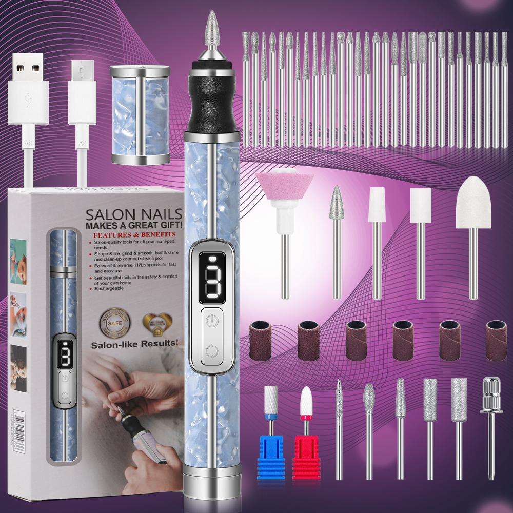 20000RPM Nail Polishing Machine Professional Nail Drill Multiple Gears Low Noise Nails Sander File Set For Manicure Salon Tools