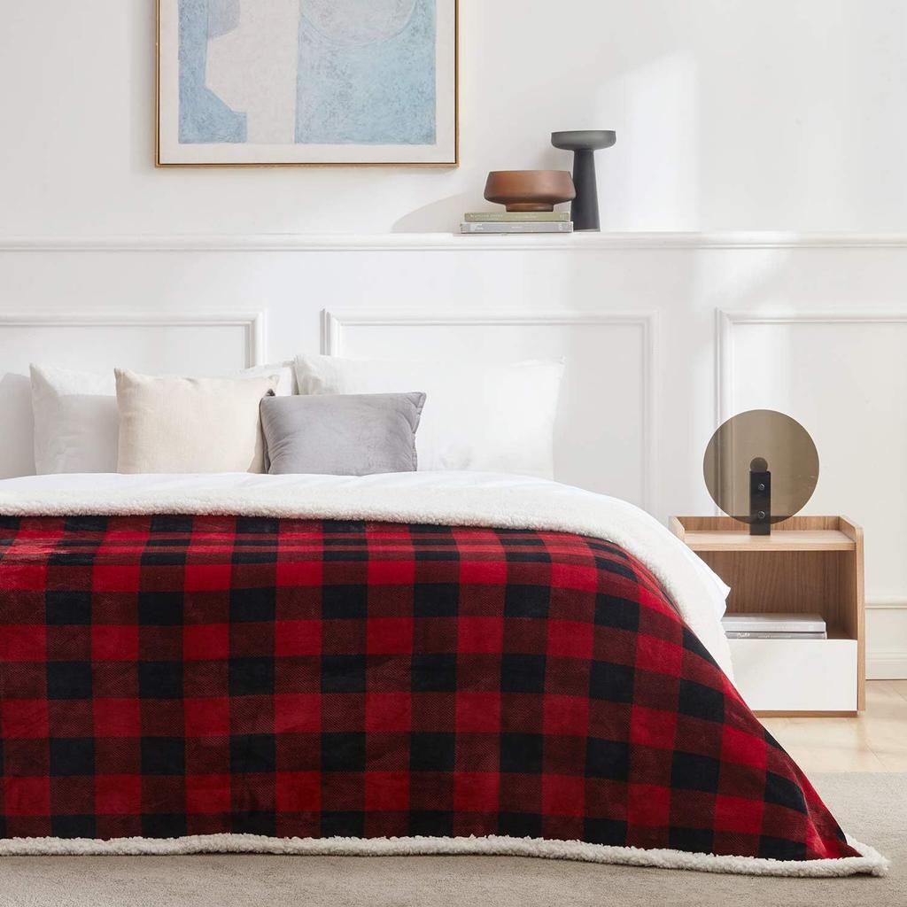 Facecloth Double Layer Blanket Classic Plaid Printed Lambswool Car Nap Cover  Blanket for Winter Fuzzy Thick Warm Soft Throw Sofa Decoration