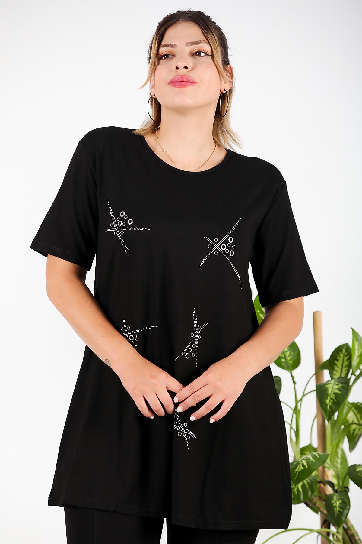 

Блузка больших размеров с круглым вырезом 54 чёрный