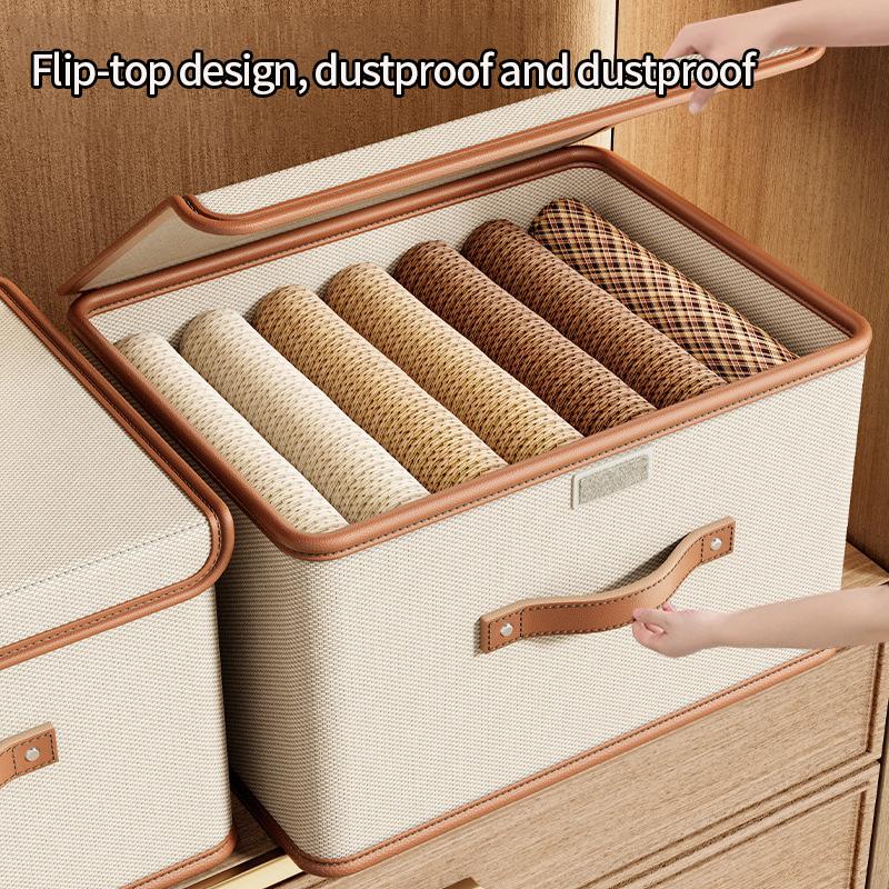 Scatole Contenitori Cubici con Coperchi, Scatola Pieghevole per Conservazione Vestiti Manici in Pelle PU Cubi Decorativi per la Casa Contenitore Organizzatore per Armadio