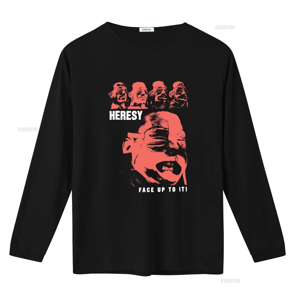 Vintage Heresy Band T Shirt FACE UP TO IT Design Heavy Cotton Black Sizes S 5XL AA298 vintage Washed graphic streetwear Casual