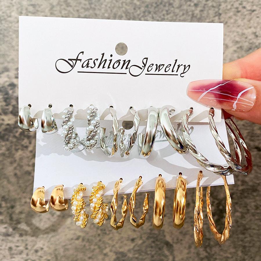 New Economical 5 Pairs Women Earrings 3 Colors 5 Sizes Fashionable Casual Accessories Great Value Wholesale Jewelry Gift for Her