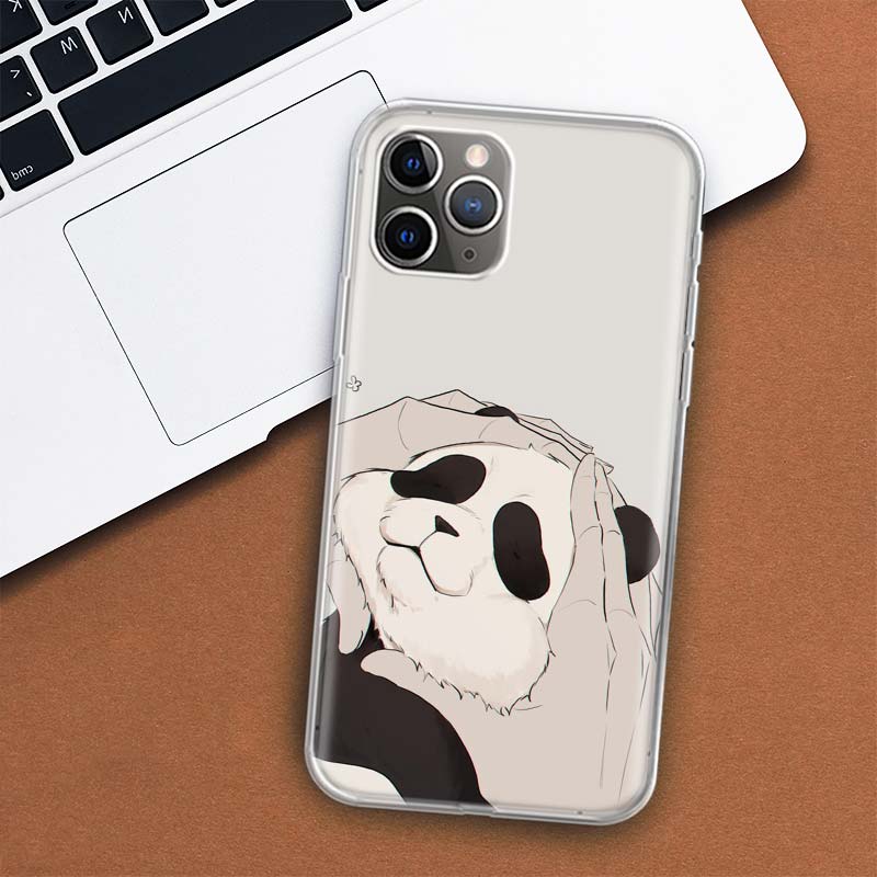 Cartoon Niedlicher Panda Bär Handyhülle Für Apple iPhone 11 12 13 14 Pro 7 XR X XS Max 6 6S 8 Plus + Mini 5 SE Druck Weiche Hülle Coque