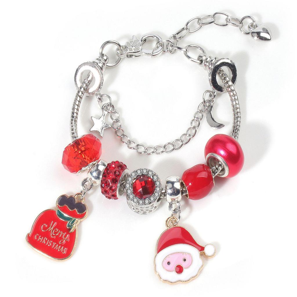 European-American Christmas Snowflake Crystal Beaded Bracelet - Women's Alloy Jewelry