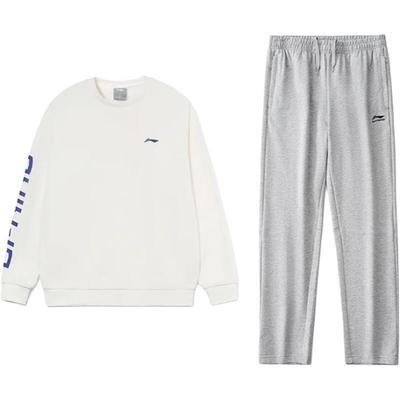 Li Ning Lettre Ample Confortable Polyvalent Pull Col Rond Costume de Sport Décontracté Costume Unisexe YWDV385-1+AKLVJ51-1