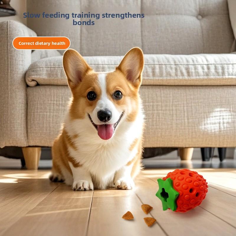Strawberry Toys for Missed or Hidden Food, Interactive Teething and Cleaning Dog Toys, Natural Rubber Eco-friendly Pet Toys
