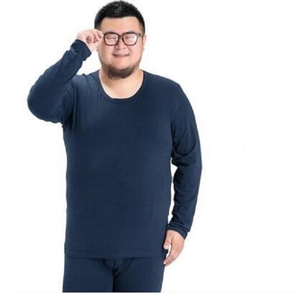 Winter Men 7XL Warm Thermal Underwear Man Loose Elasticity Solid Color Tops and Pants Set