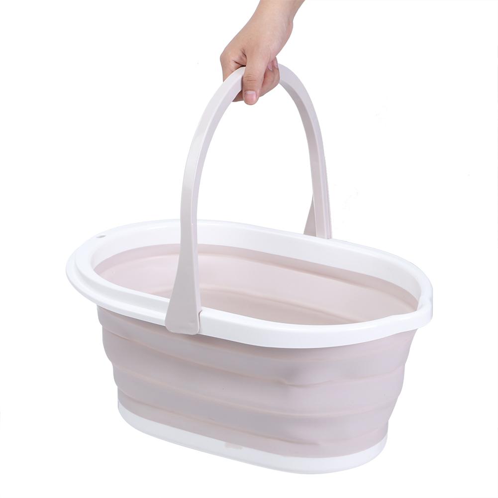 Přenosný skládací mop na čištění domácnosti, kbelík na vodu, pro použití v domácí koupelně, světle růžový