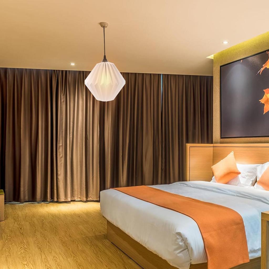 Angoily Nordic Style Origami Paper Hanging Lamp Shade, 12.59X12.59X11.02 Inch, White Foldable Ceiling Light Cover for Chandeliers, Table Lamps, Floor