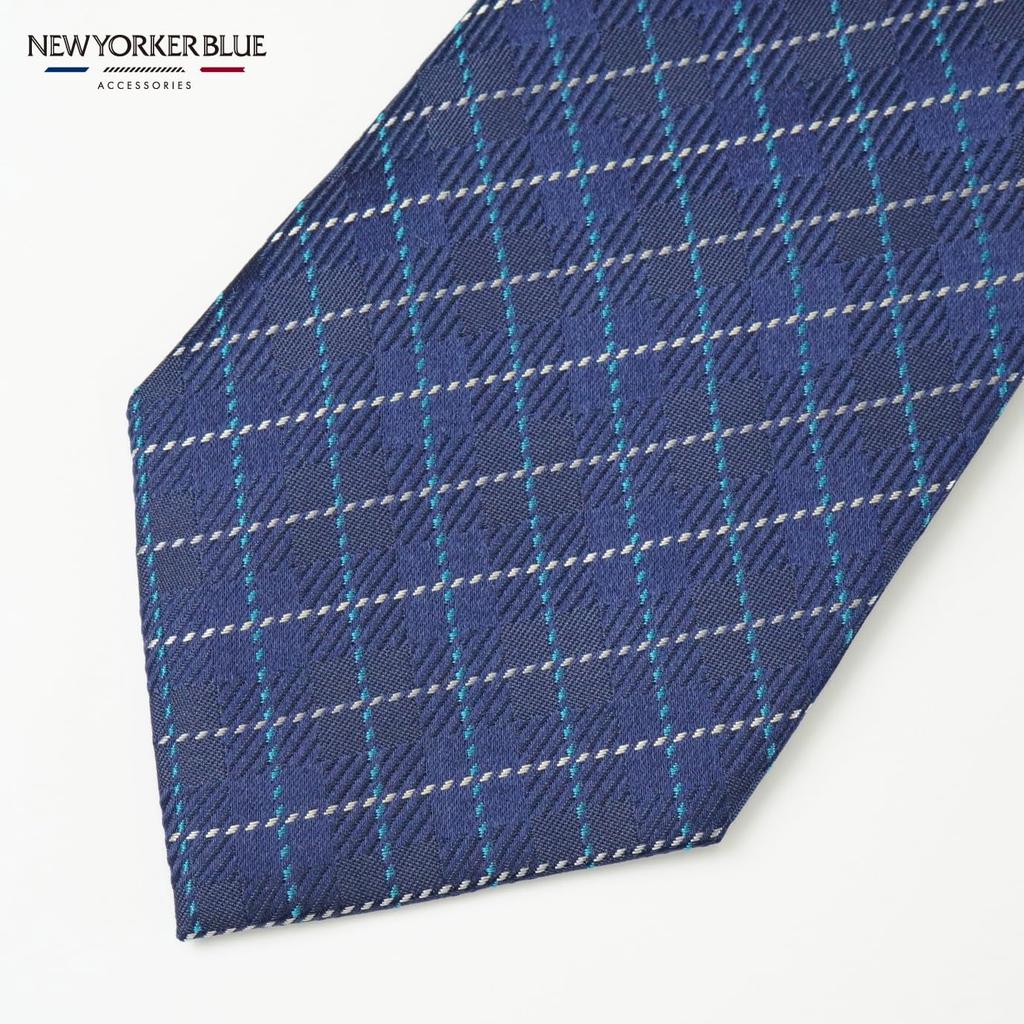 Yorker Windowpane Check Pattern Tie NB921084 Blue Navy [New Blue]