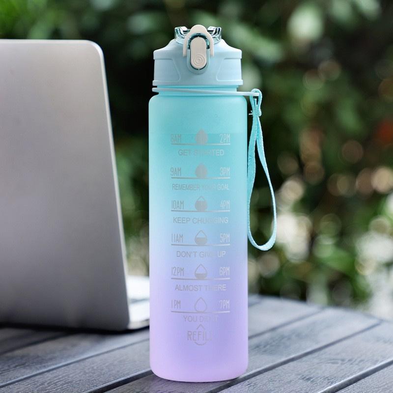 900ml Láhev na vodu Motivační sportovní láhev s časovou značkou Nepropustný pohár Fitness Bpa Free Přenosné nádobí na pití pro venkovní použití
