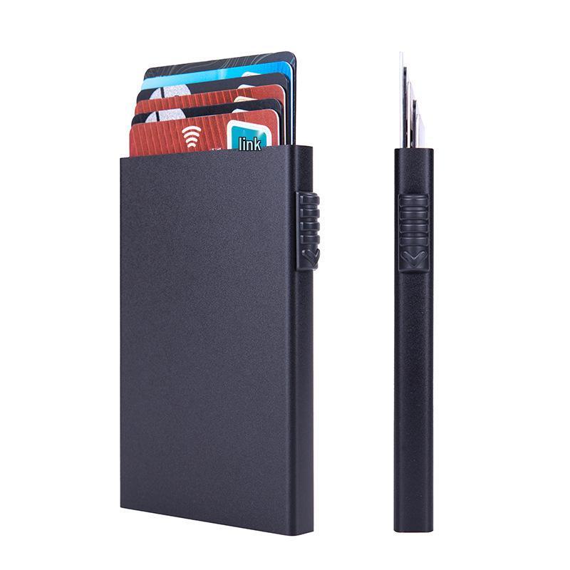 Automatic Pop-Up RFID Card Holder - Anti-Theft Aluminum Alloy Sleeve