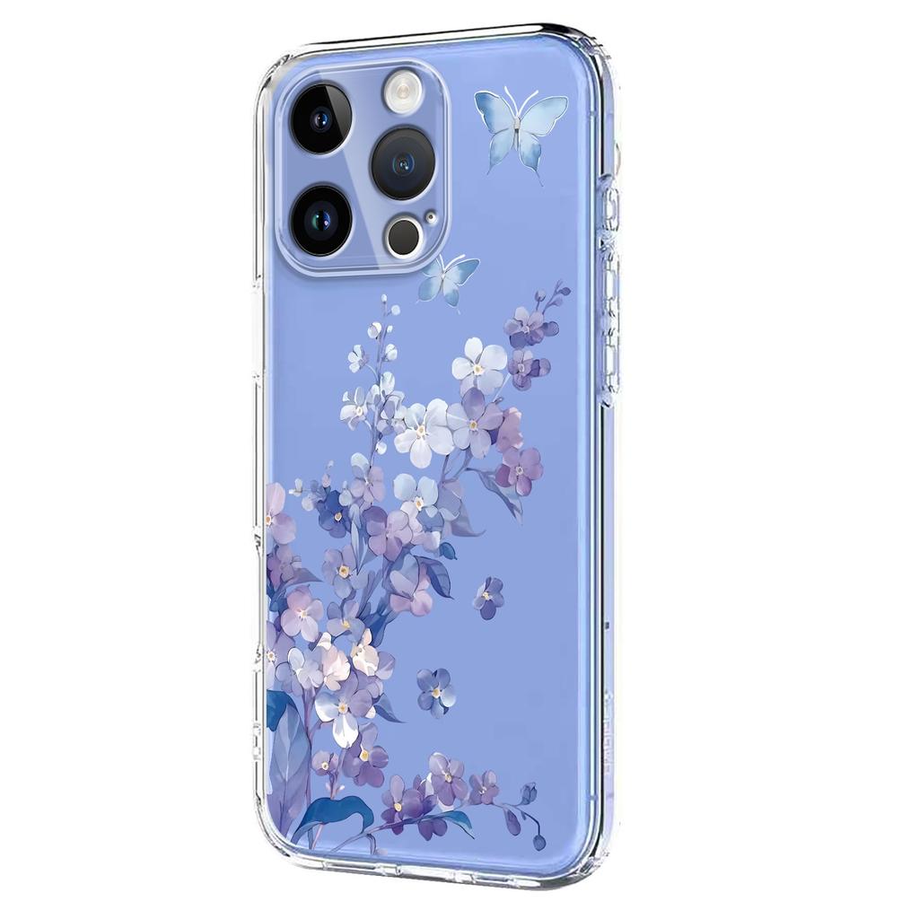 For iPhone 15 Pro Max Case Butterfly Floral Pattern Printing TPU Phone Back Cover