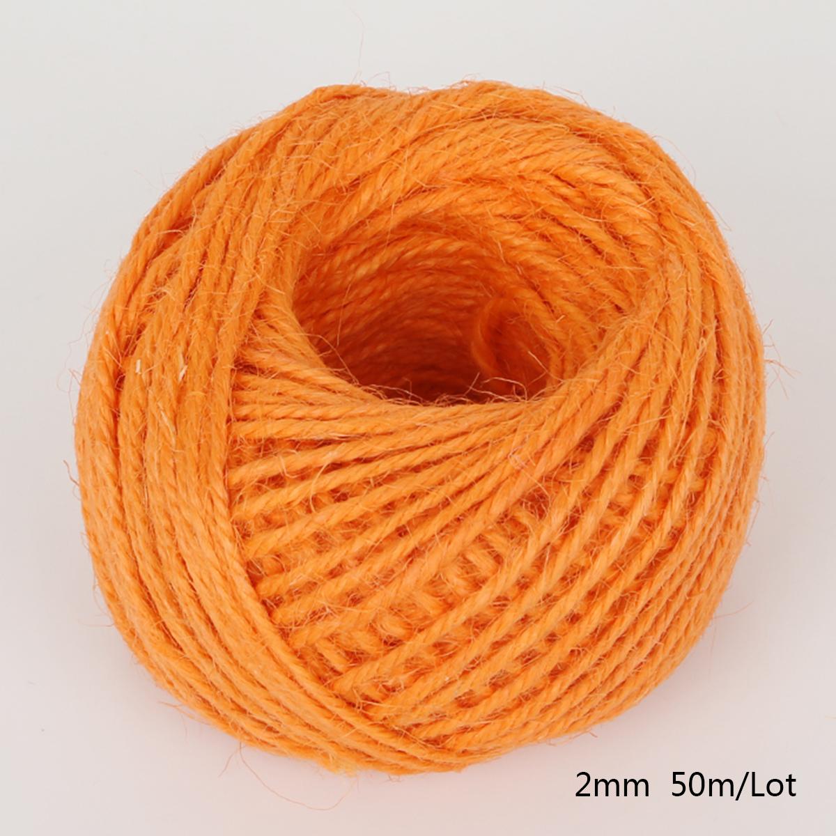 

50 метров джутовый шпагат, натуральный сизаль, 2 мм, деревенские бирки, обертка для свадебных украшений, витая веревка, шнур, товары для вечеринок оранжевый