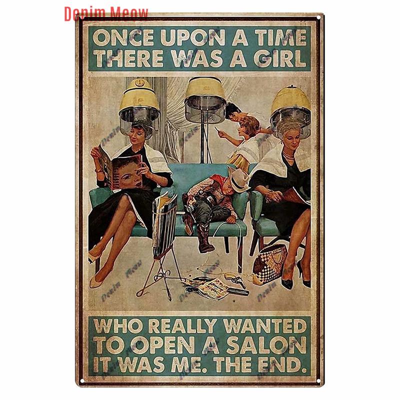 Vintage Hair Stylist Metal Tin Sign, Tattoo Artist Metal Poster, Retro Hairdressing Salon,  Room Wall Poster, Home Decor WY243