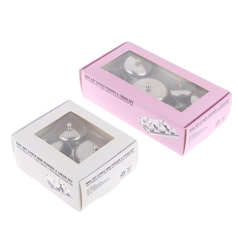 3/5 Stuks Roestvrij Staal Dappen Schaal Bekers Set Salon Manicure Acryl Poeder Vloeistof Container Organizer Tray Dappen Schaal Nagelkunst Gereedschap