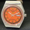 JAPAN 6309A VINTAGE SEIKO 5 AUTOMATIC MENS ORANGE COLOR DIAL WATCH a702736-1