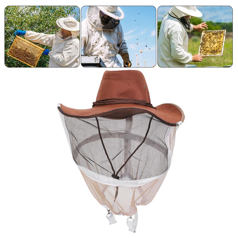 Cowboy Brown Red 360 degrees  Safe Protection Anti Bee Stinging Mosquito Biting Beekeeper Protective Hat