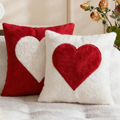 Soft Valentine Heart Pattern Pillowcase Embroidery Decorative Tufted Cushion Case 45CM Square Throw Pillow Cover Bedroom