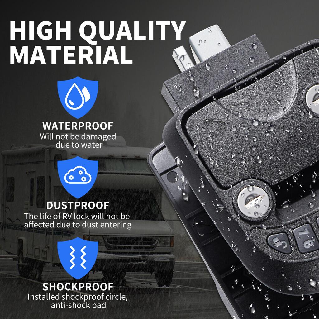 For Camper-Trailer Keyless Rv Door Caravan-Lock Keyless Entry Door Lock Latch Handle Knob Deadbolt Integrated Keypad Fob