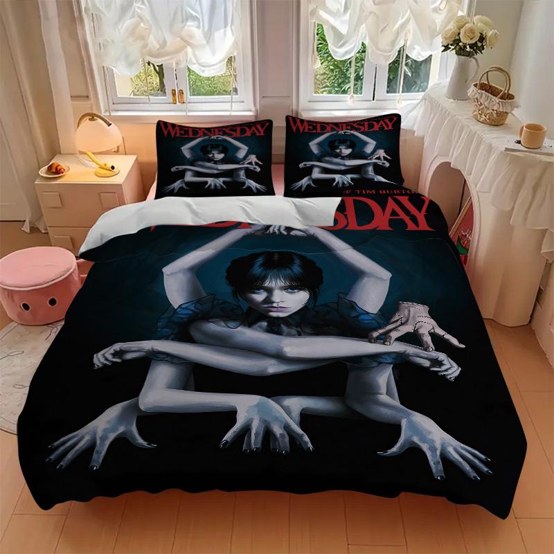 Wednesday Addams Dark Fantasy Print 3Pcs Bedding Setduvet Cover With 2 Bedropillowcase Home Birthday Gift