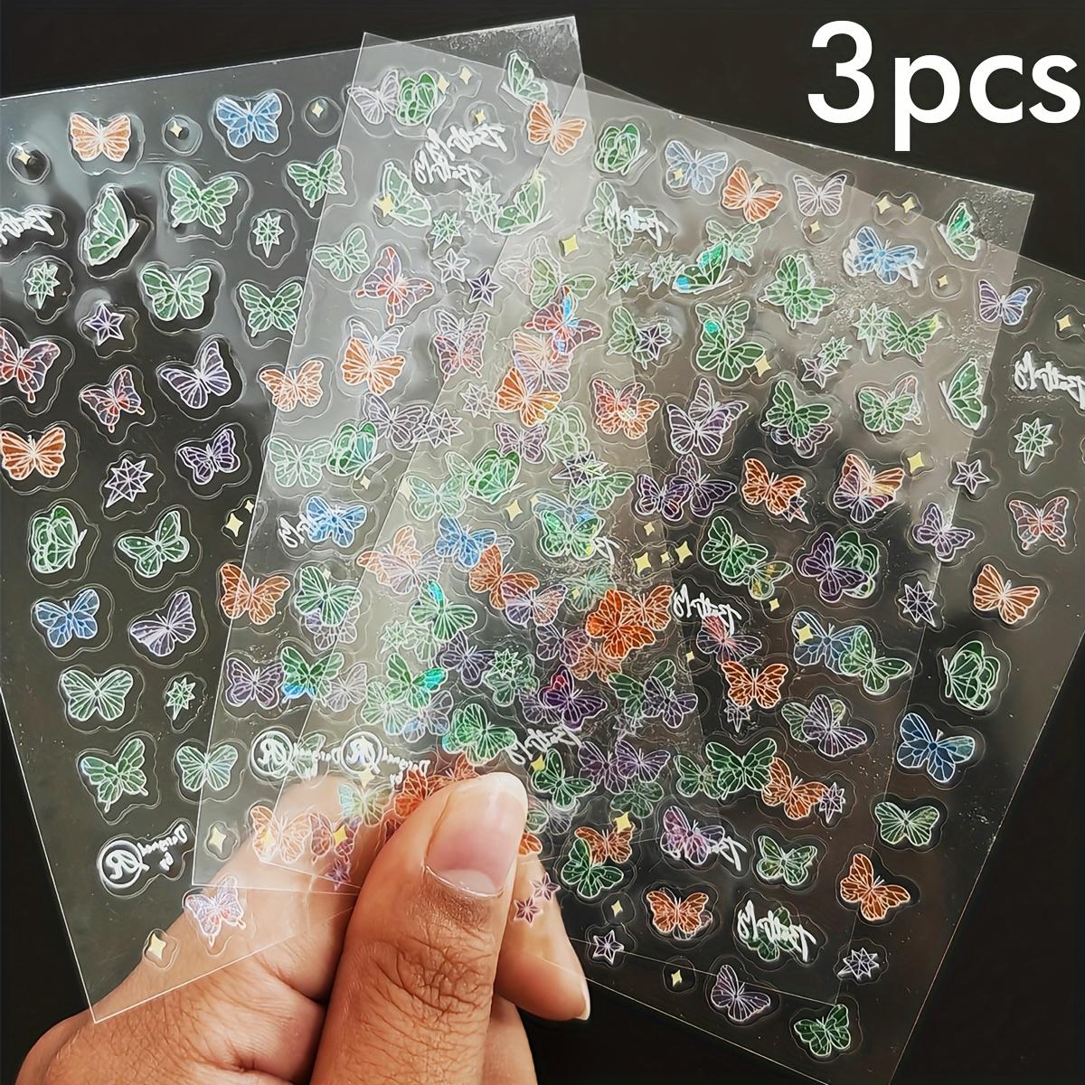 

Высококачественные наклейки для ногтей в виде крыльев бабочки с мерцающим рельефным дизайном, также подходят для украшения телефона. 3pcs