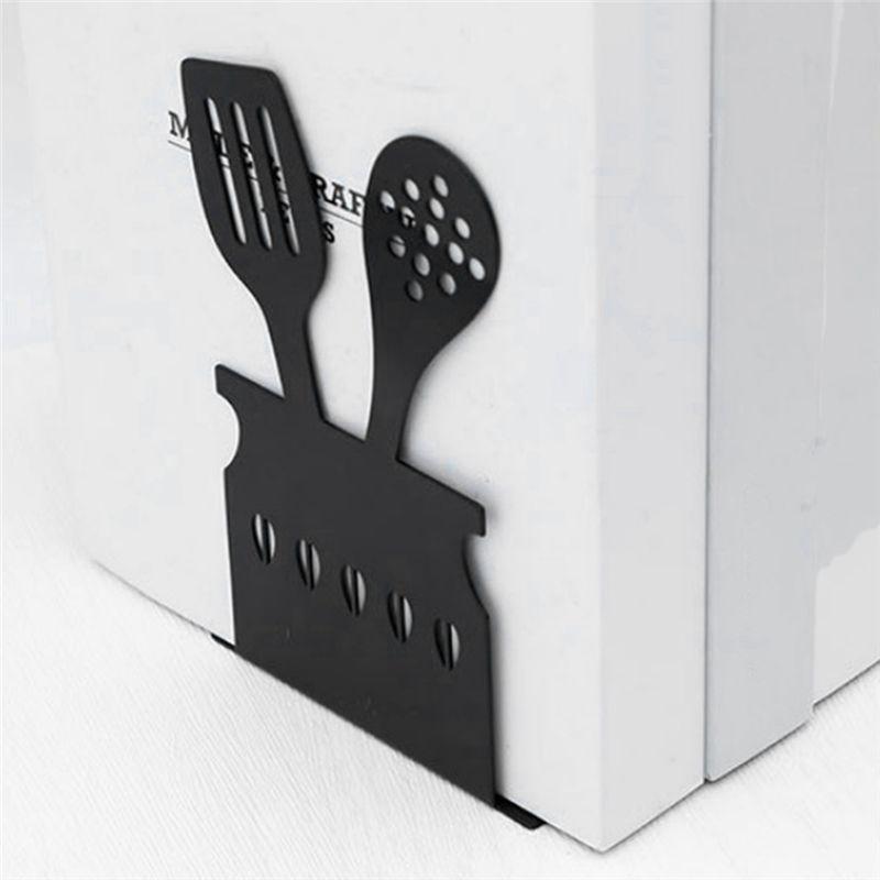 A20F-Decorative Hollow-Out Bookends For Art Hourglass Design Metal Book Stan