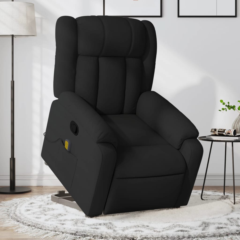 Vidaxl Lift-Up Massage Chair, Reclining, Black, Fabric Upholstered