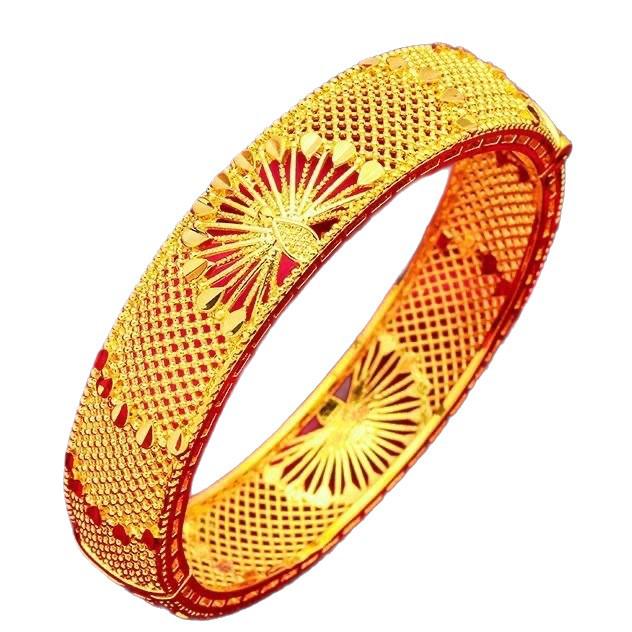 Vietnamese Sand Gold Peacock Bracelet: Luxury Open-Buckle Design, Versatile and Stylish.