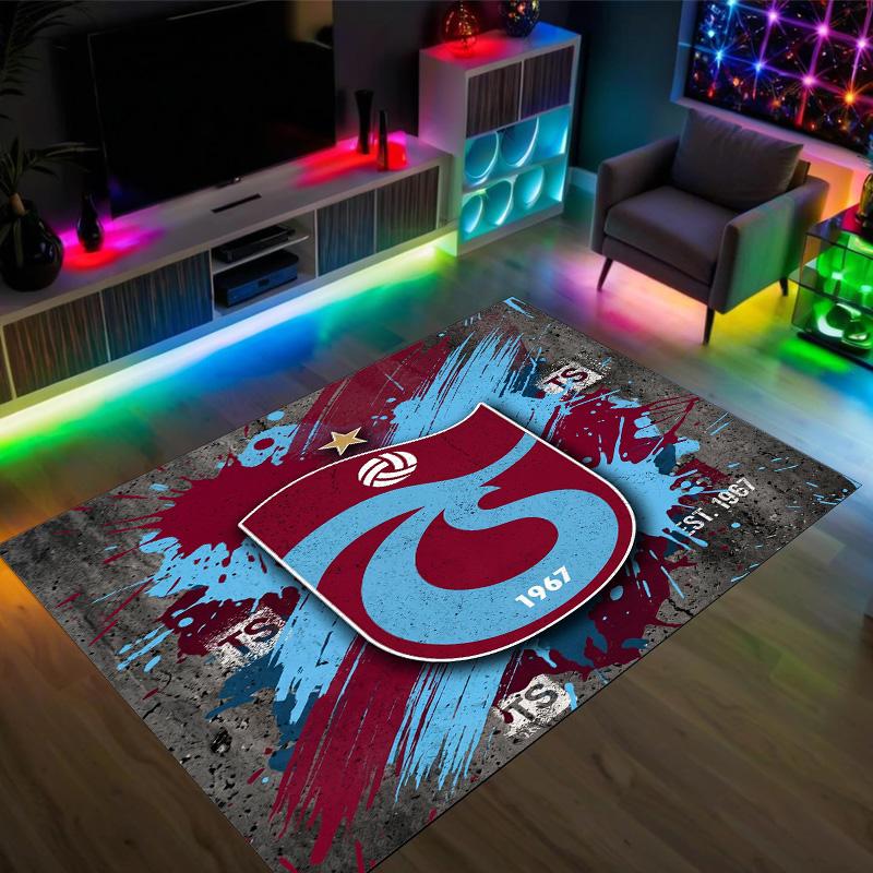 Trabzonspor FC Design Crystal Velvet Carpet Cozy Non?Slip Printed Rug For Bedroom Living Room Entrance