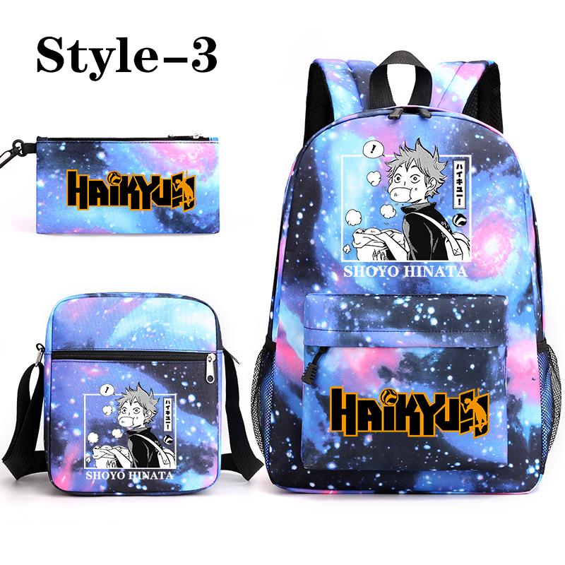 Funny Shoyo Hinata Harajuku Backpack New Anime Pattern 3 Piece Backpack School Large Capacity Zipper Schoolbag Anime Backpacks