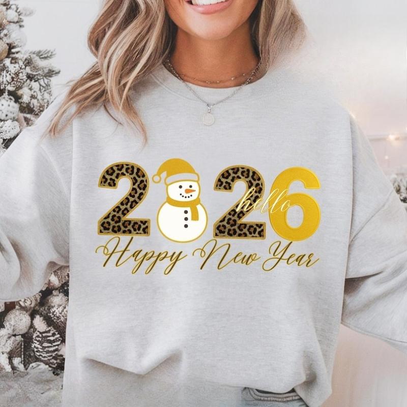 Happy New Year 2026 Cheers Design for T-shirts Digital Download Autumn and Winter Thermal Hoodie Long Sleeve Adult Pullover