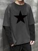 Men's Long Sleeve T-Shirts with Pattern Print & Color-Block Alternative Clothing Goth Long Sleeve Top Grunge Clothes
