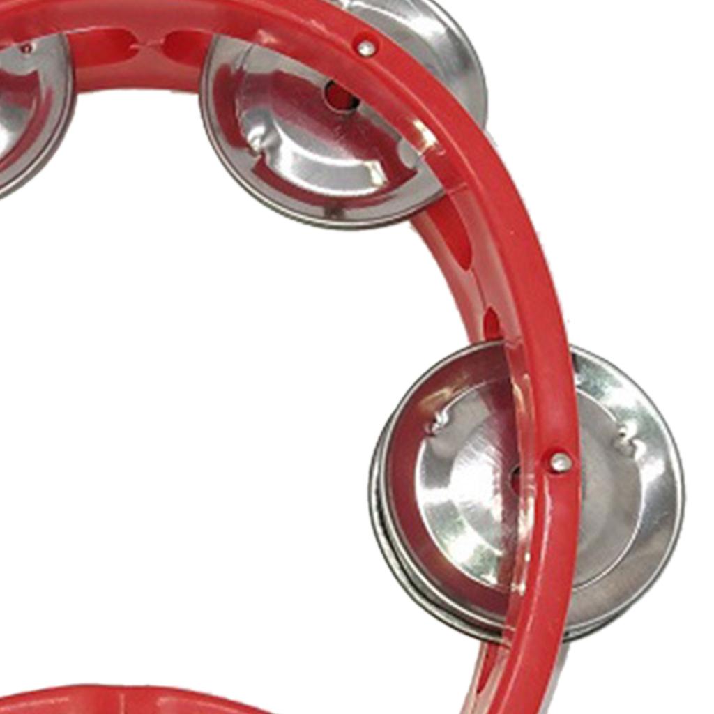 Tambourine Plastic Handheld Percussion 4 Bells Kids Musical Rhythm Instrument for School Party Concert Red
