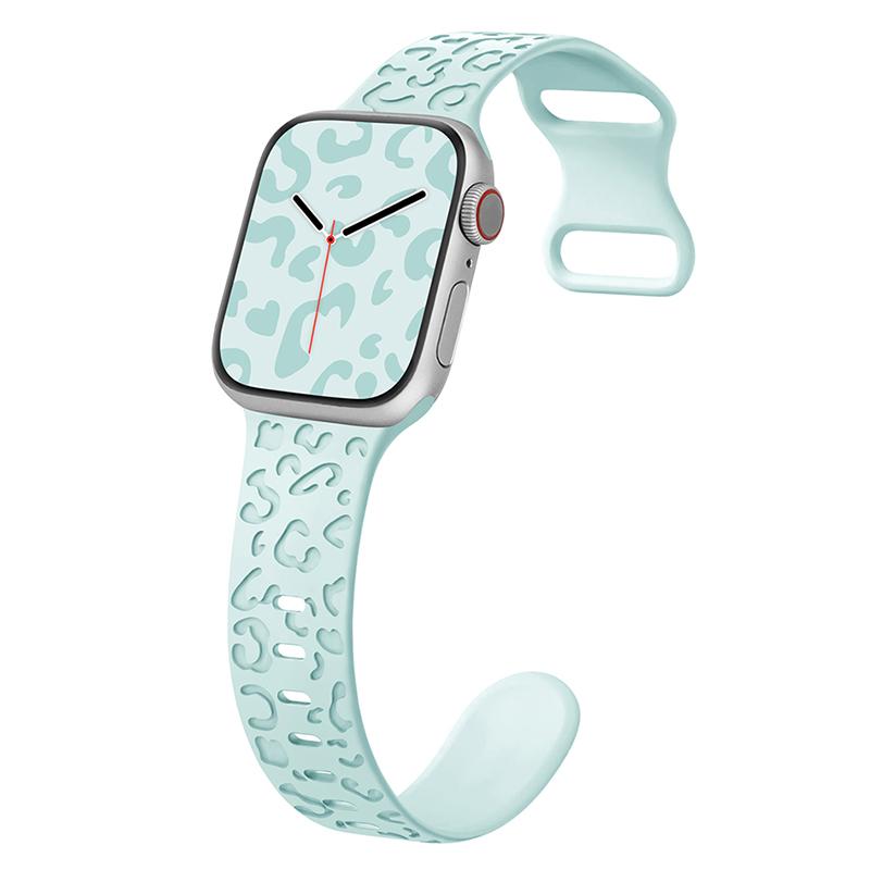 

Watch Strap for Apple Watch Series 10 42mm/9 8 7 41mm/SE (2023) SE (2022) SE 6 5 4 40mm/3 2 1 38mm Leopard Pattern Silicone Watch Band Smoke Purple