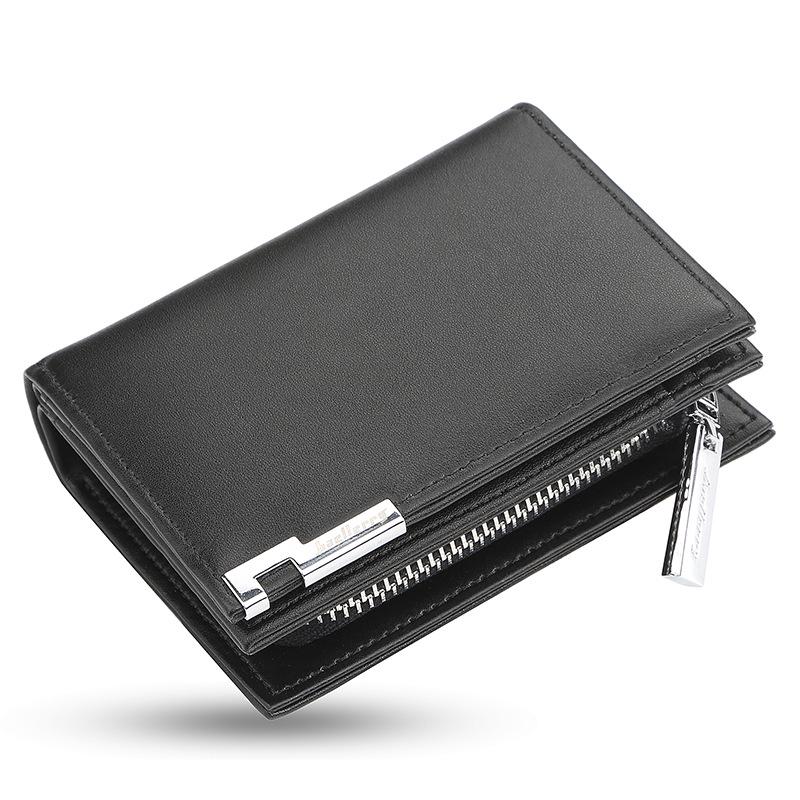 Baellerry Men's Short Accordion Wallet - Fashionable, Casual, Large Capacity with Zipper and Card Holder.