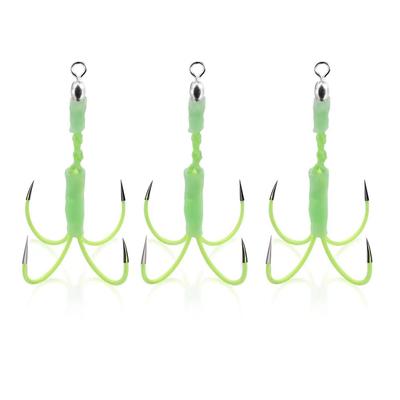 Yushinkan Fishing Tackle Hairtail Jig Assist Luminous Specification Wire Core Reinforced Assist PE Rear Hook Specification - Hooks, (2 Sizes) 3/6/10