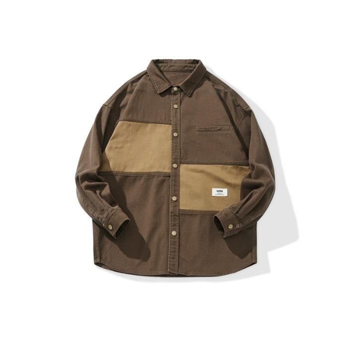 Washed American Retro Long-sleeved Shirt Jacket Men's Spring Loose Shirt