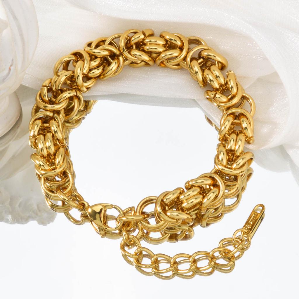 Vintage Stainless Steel Gold Plated Bracelet For Men Women Retro Bold Unisex Chain Bangle Edgy Rebellious Jewelry Gift