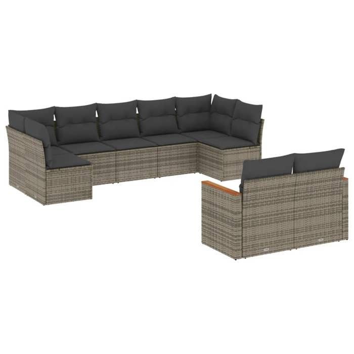 VidaXL Garden Lounge Set with Cushions 9 Pcs, Patio Sofas, Patio Furniture Set, Outdoor Furniture, Grey 3226291