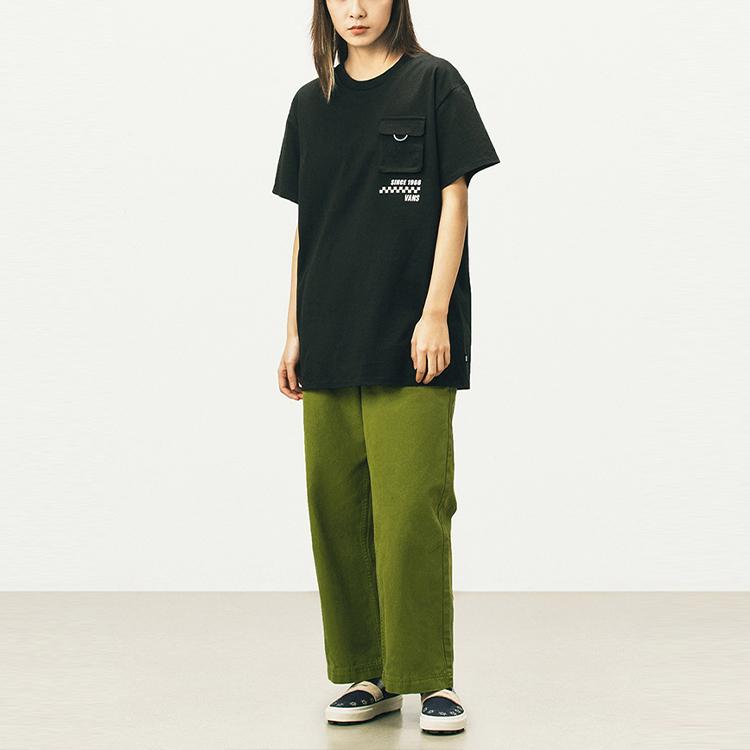 Vans 3D Pocket Printed Casual Short Sleeve T-Shirt Women Tops Black VN0A5F1YBLK