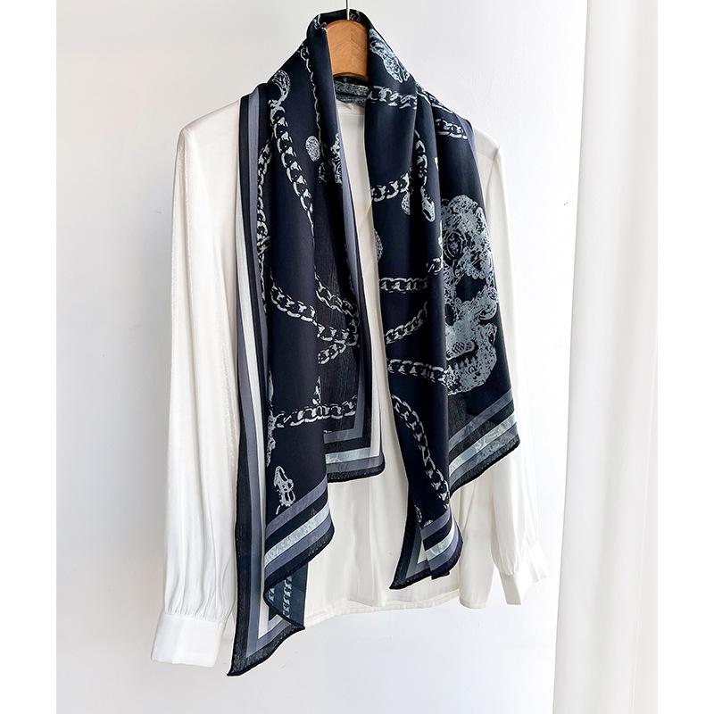 New Chain Korean Style Fashion Long Strip Scarf Thin Scarf Warm Spring Autumn Summer Fashionable Versatile Streamer for Women