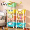 Four-tier Rolling Cart Four-Tier Storage Box with 360-Degree Wheels Sturdy Portable Trolley Construction Strong Load-bearing Toy Bookshelf Snack Rack
